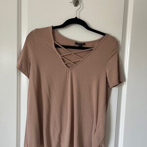 Topshop Tan Top with Crisscross Detail
